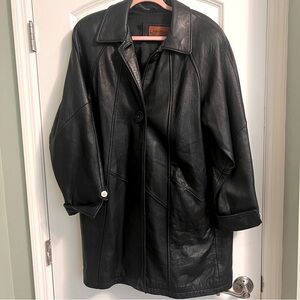 VINTAGE Genuine Leather Cayenne Oversized Trench Coat